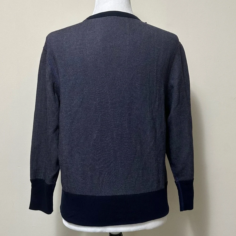 J Crew Black Label Blue Crush Velvet Beads Silver Tinsel Fringe Pullover Top S/M - Picture 11 of 15